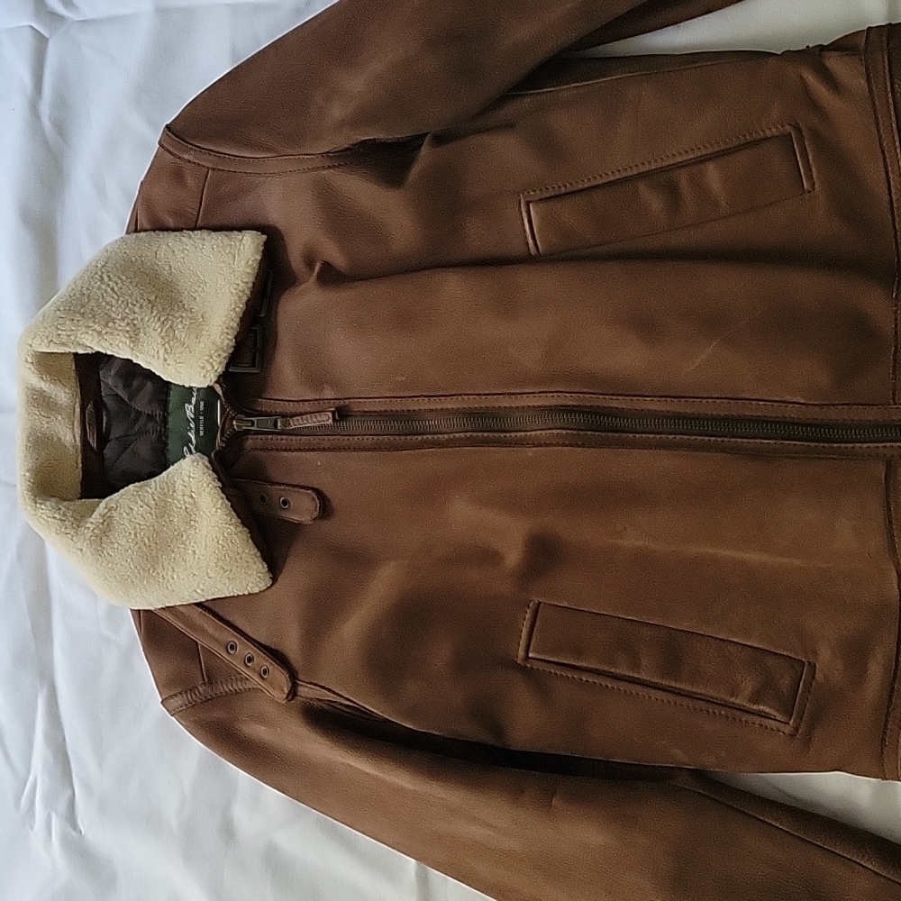 Leather Vintage Aviator Jacket, Eddie Bauer, M, Brown